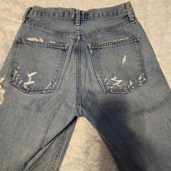 90s AGOLDE Mid Rise Loose Fit Ripped Wide Leg Cotton Jeans Size 23 - Picture 10 of 13